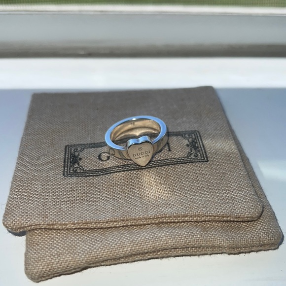 Silver Heart Gucci Ring